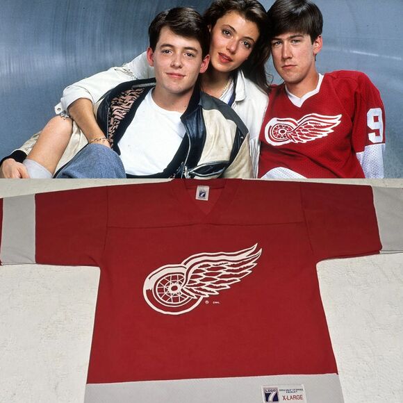 Detroit Red Wings NHL Vintage Logo 7 Jersey Mens XL ASO Ferris Bueller Hockey - Picture 1 of 8